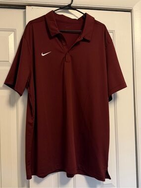 Nike Men's Maroon Polo with White Swoosh